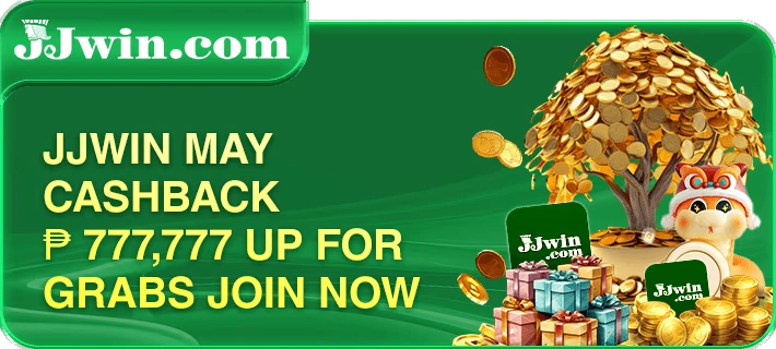 JJWIN daily cashback and reload bonus banner with gaming icons